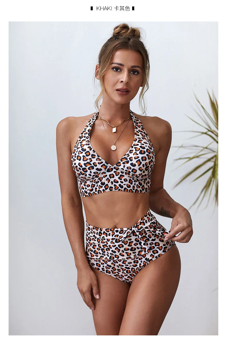 2021 Sexy Swimsuit Women Bikini  Women's Swimsuit One Shoulder Push Up Leopard High Waist Swimwear Bathing Suit Bikini Set