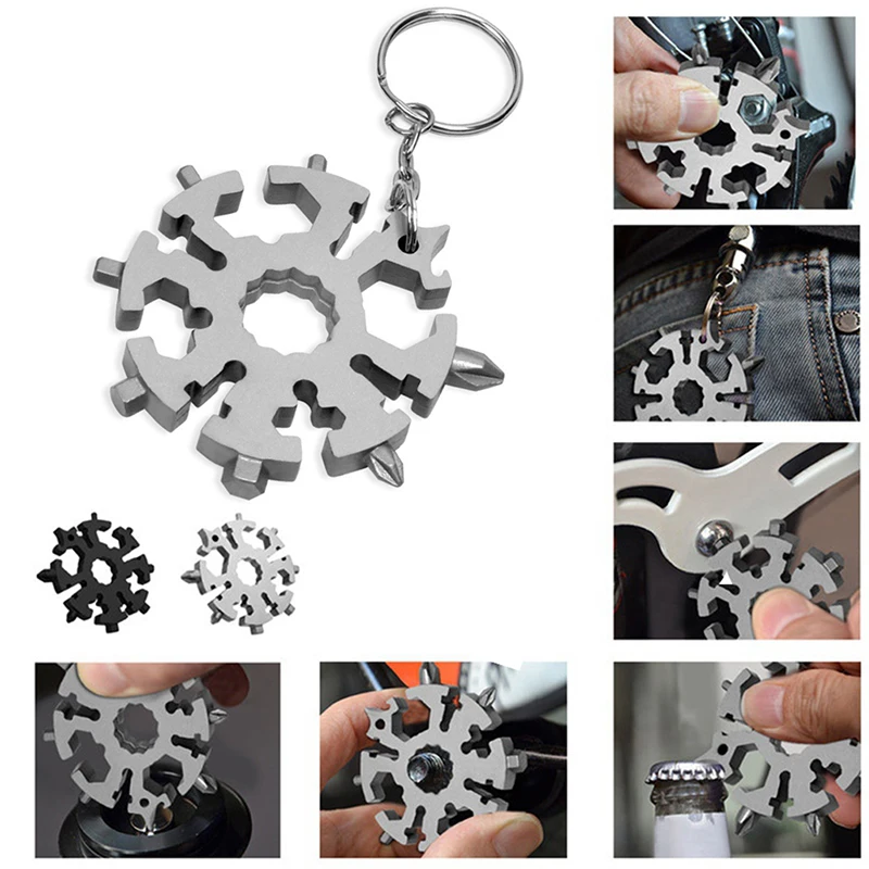 

New 1pcs Snowflake Multitool 20-in-1 Snow Multi-Tool Screwdriver Bike Tools Keychain M4 M5 M6 Hex Wrench
