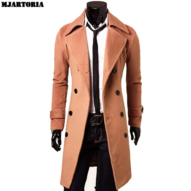 MJartoria 2019 осенне-зимний Тренч Мужская брендовая одежда классное мужское длинное