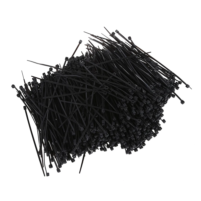 1000 Pcs Black Nylon Cable Zip Tie Fasten Wrap 95Mm X 2Mm