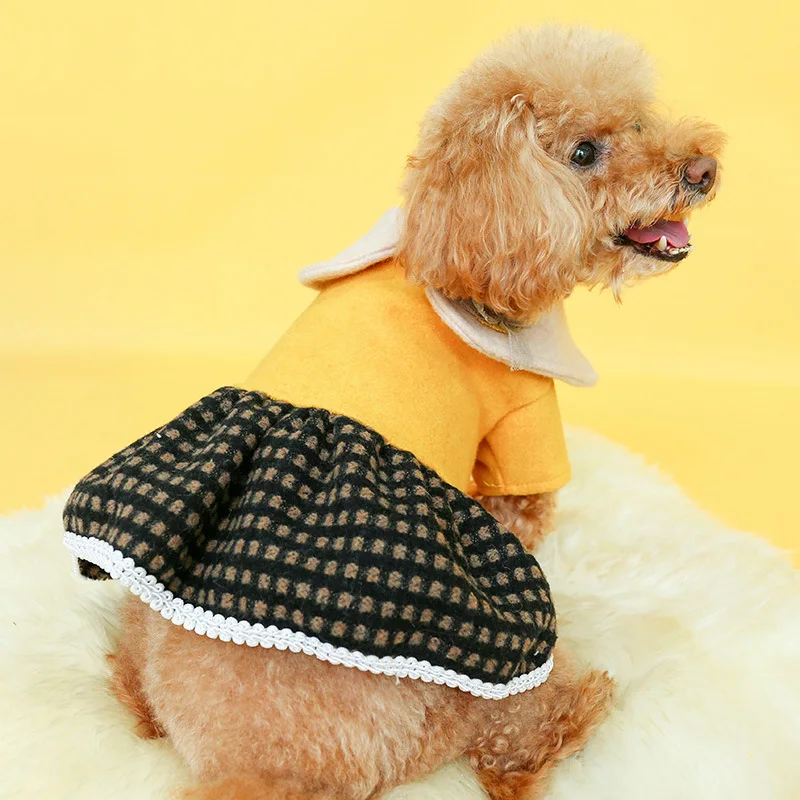 

Dog Clothes Winter Clothes Pet Supplies Clothing Plaid Puppy New Skirt Cat Spring and Autumn Dog Clothes for Small Dogs