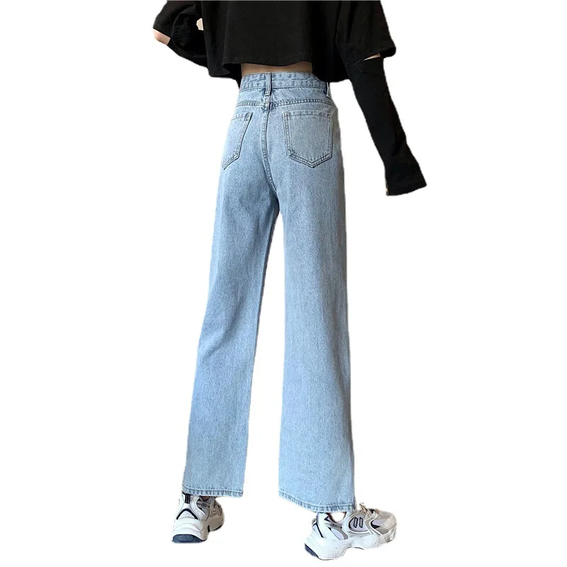 

Split Jeans Women's High-waist Drape Wide-leg Pants 2021 Plus Size Straight and Thin Split-off Mopping Pants Jeans for Women
