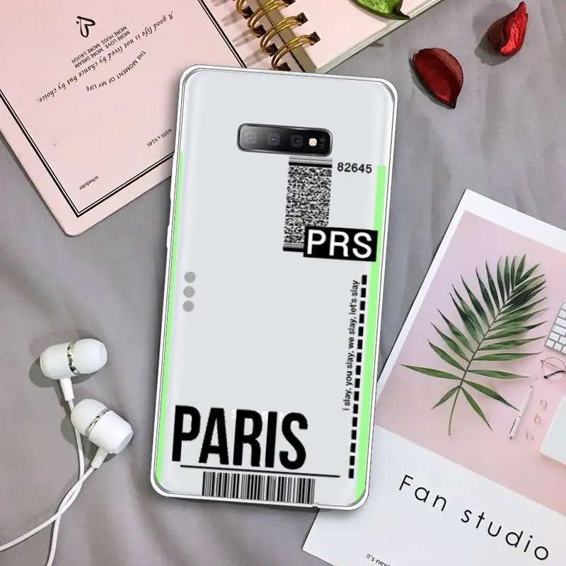 

Air ticket airplane travel Phone Case Transparent For Samsung Galaxy A 71 21s S note 8 9 10 plus 20 ultra