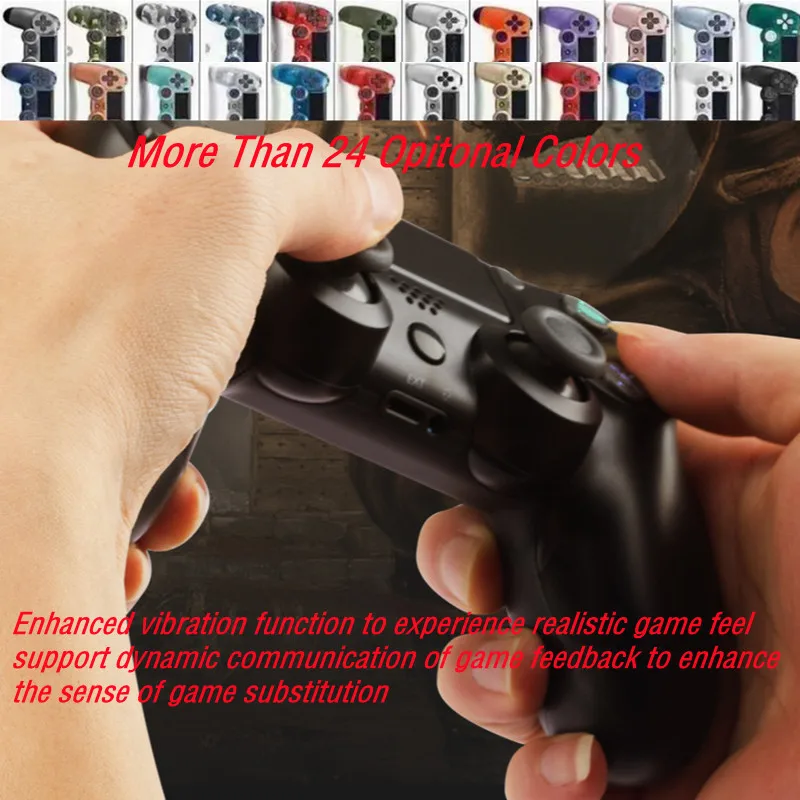 Bluetooth-контроллер 24 цветов для PS4 PS3 беспроводной геймпад с двойной вибрацией