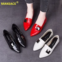 women shoes fashion low heel pointed toe womens single shoes sexy white small leather shoes soft sole womens casual shoes