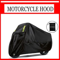 190t polyester taffeta silver coated motorcycle cover black sunscreen waterproof dust proof all season universal