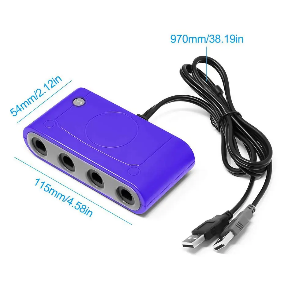 Фиолетовый адаптер контроллера Gamecube с usb-разъемом для переключателя ПК и WII U для игровой адаптер рукоятки