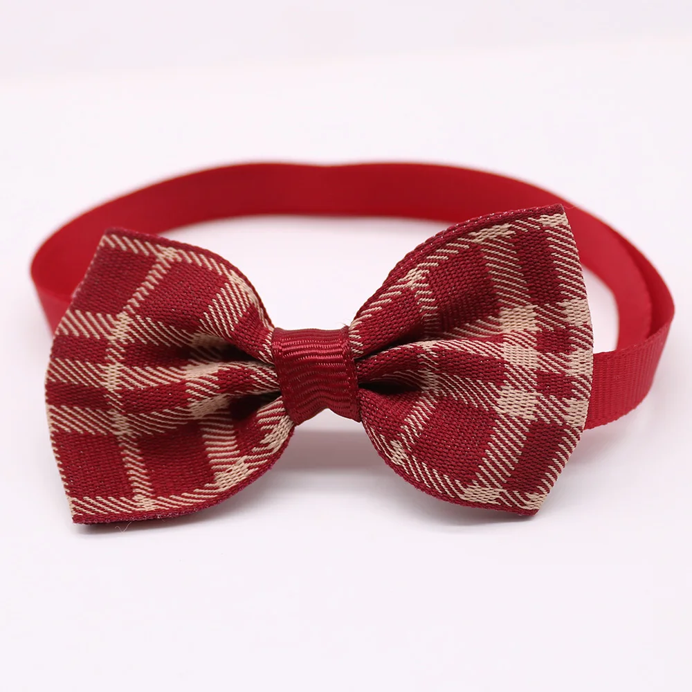 

50PCS Pet Cat Dog Bow Tie Winter Pet Supplies Dog Accessories Small Dog Bowtie Collar Plaid Style Small Dog Grooming Products