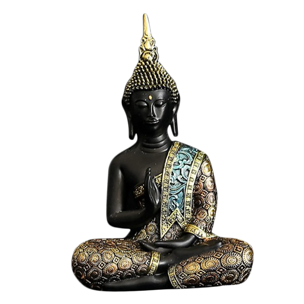 

Unique Meditation Buddha Statue Figurine Feng Shui Sculpture for Table Shelf Wine Cabinet Happiness Ornaments Home Decor Gifts