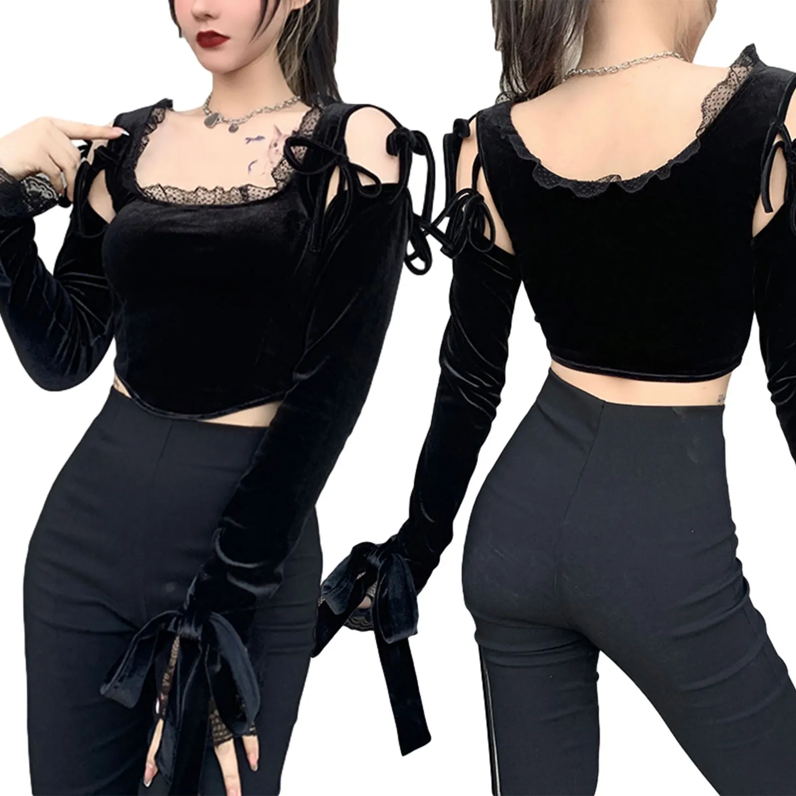 

Женская блузка, кружевные топы с U-образным вырезом и открытыми плечами