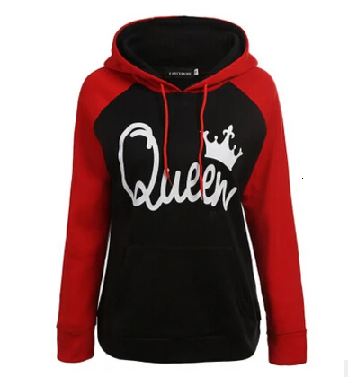 STYLE G QUEEN Модная новинка, осенне-зимняя толстовка с капюшоном для пар, толстовка с принтом короля и королевы, толстовка с капюшоном и длинным рукавом с карманом для влюбленных - Цвет: STYLE G QUEEN