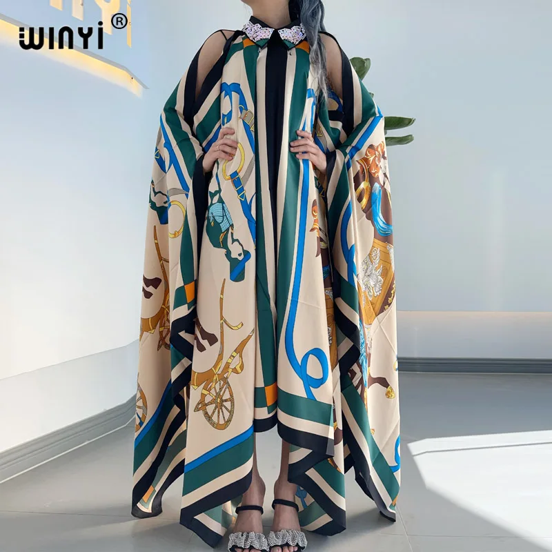 WINYI sukienka Fashion Summer kimono Dress free Size Women's Half Sleeve Floral Printed Elegant Casual Vacation Loose Dresses