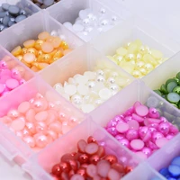 5001000pcs 6mm multicolor acrylic half round beads imitaition pearls wedding party favor diy bowknot decoration accessories