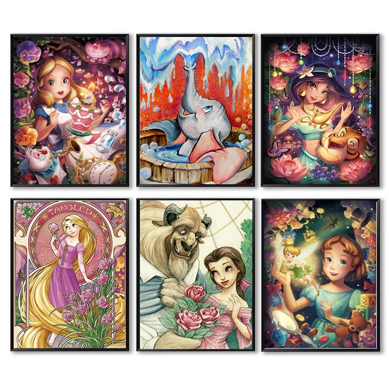 Disney мультфильм девочка принцесса акварель Холст Картина Красавица и Чудовище