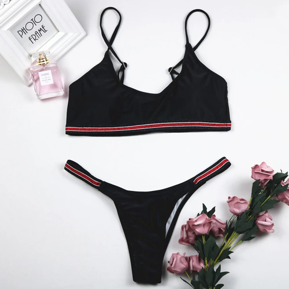 Однотонный купальный костюм для женщин 2019 комплект бикини сексуальный купальник