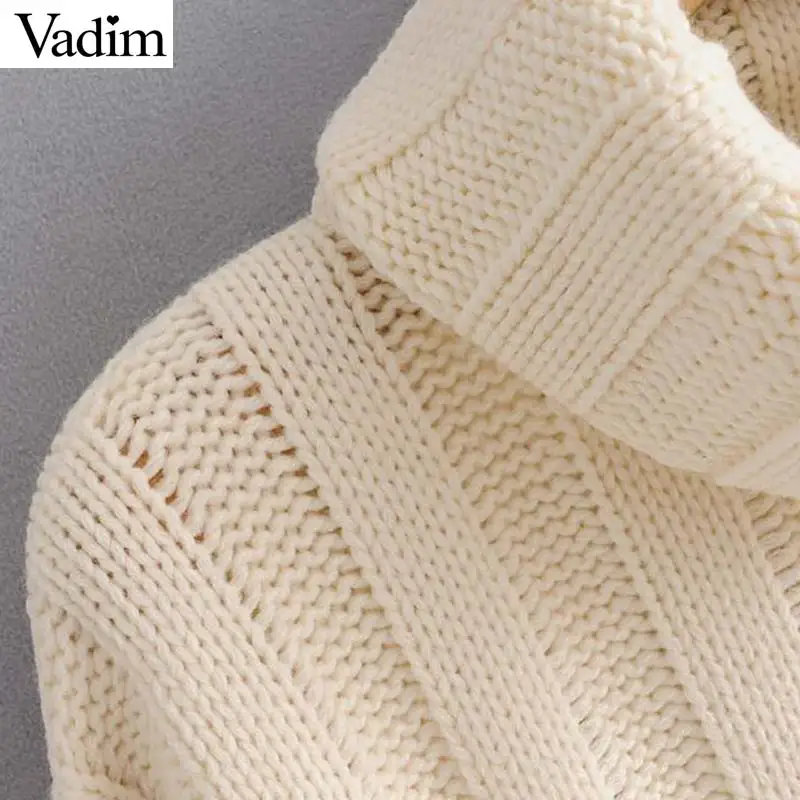 Vadim женский базовый Свободный вязаный свитер с высоким воротом и длинным рукавом