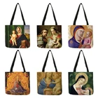 Теплая семейная картина маслом, сумки-тоуты, дизайнерские женские сумки, Индивидуальная сумка для покупок B13222