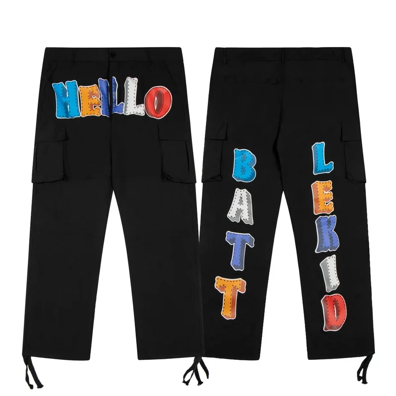 

Повседневные брюки-карго в американском стиле, уличные штаны в стиле хип-хоп с надписями для мужчин и женщин, повседневные брюки в стиле хип-...