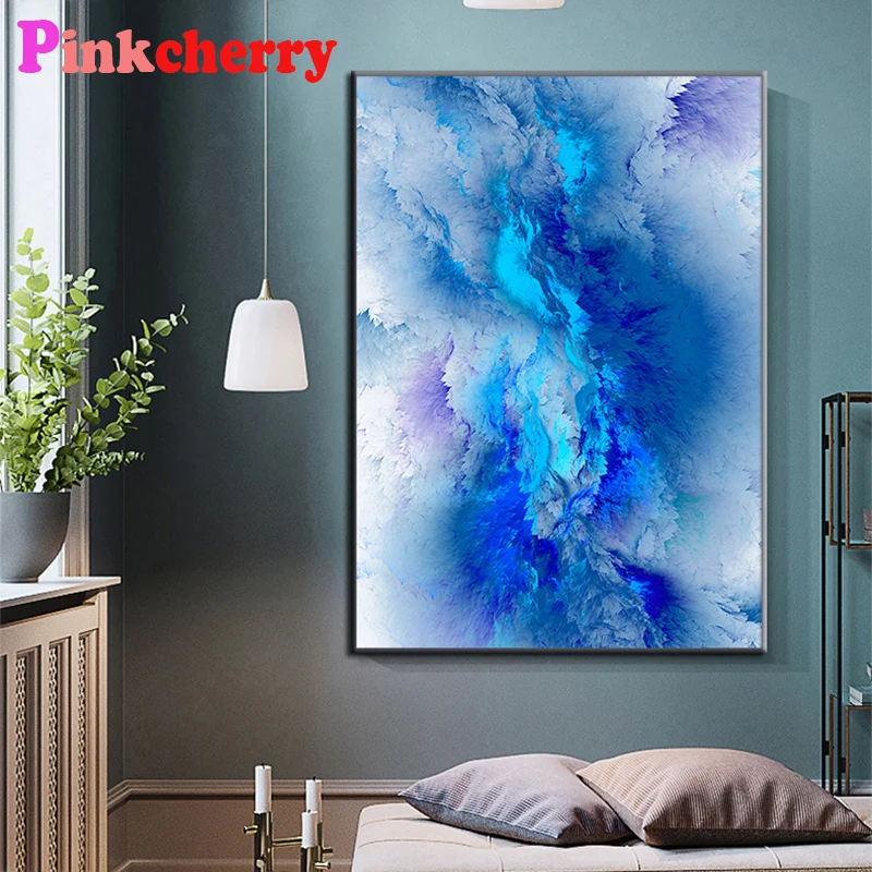 

Full round square Diy 5d Diamond Painting Diamond Embroidery Abstract Landscape Sky blue Colorful Cloud mosaic diamond picture
