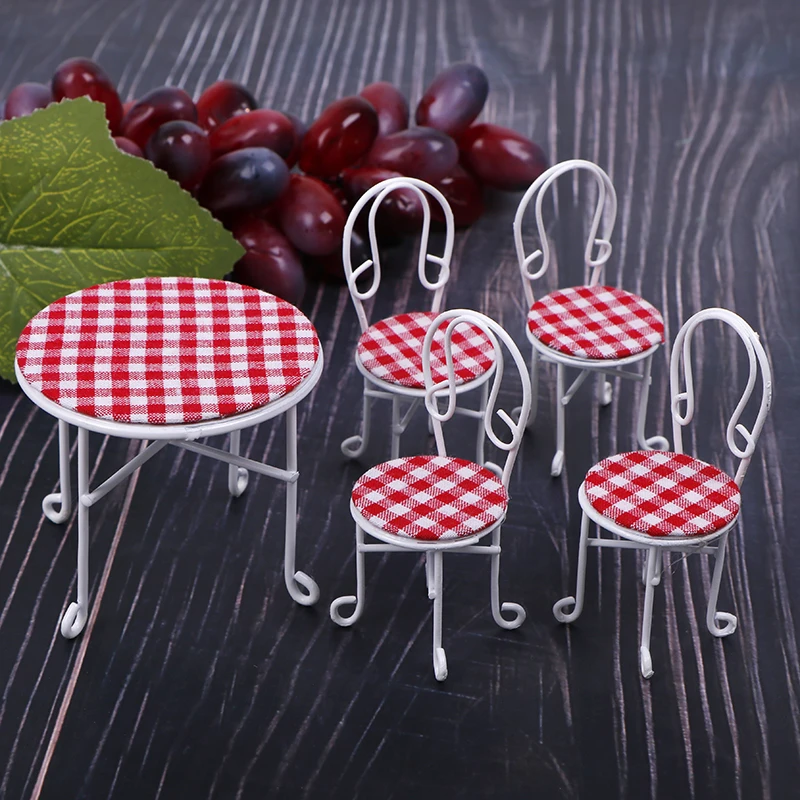 

1Set 1:12 Dollhouse Miniature Furniture Toys Wooden Dining Table Chair Model Set Simulation Dollhouse Accessories Decoration