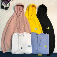 korean cute sweatshirt pocket plain soft boyfriend girlfriend hoodies big size 3xl poleron 2021 weather icon embroidered hoodie
