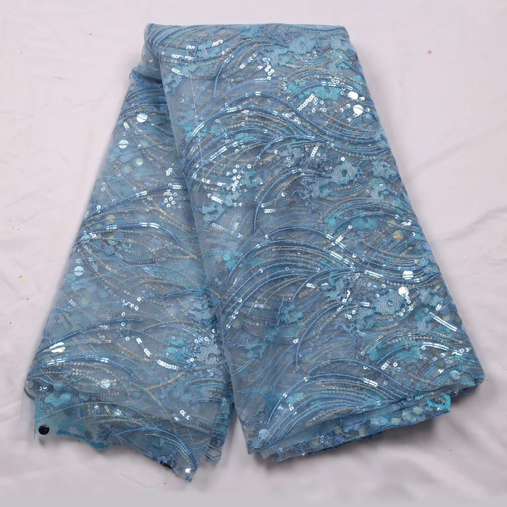 

Последние 5 ярдов африканская Высококачественная кружевная ткань французская кружевная ткань вышивка тюль кружево с блестками для свадебн...