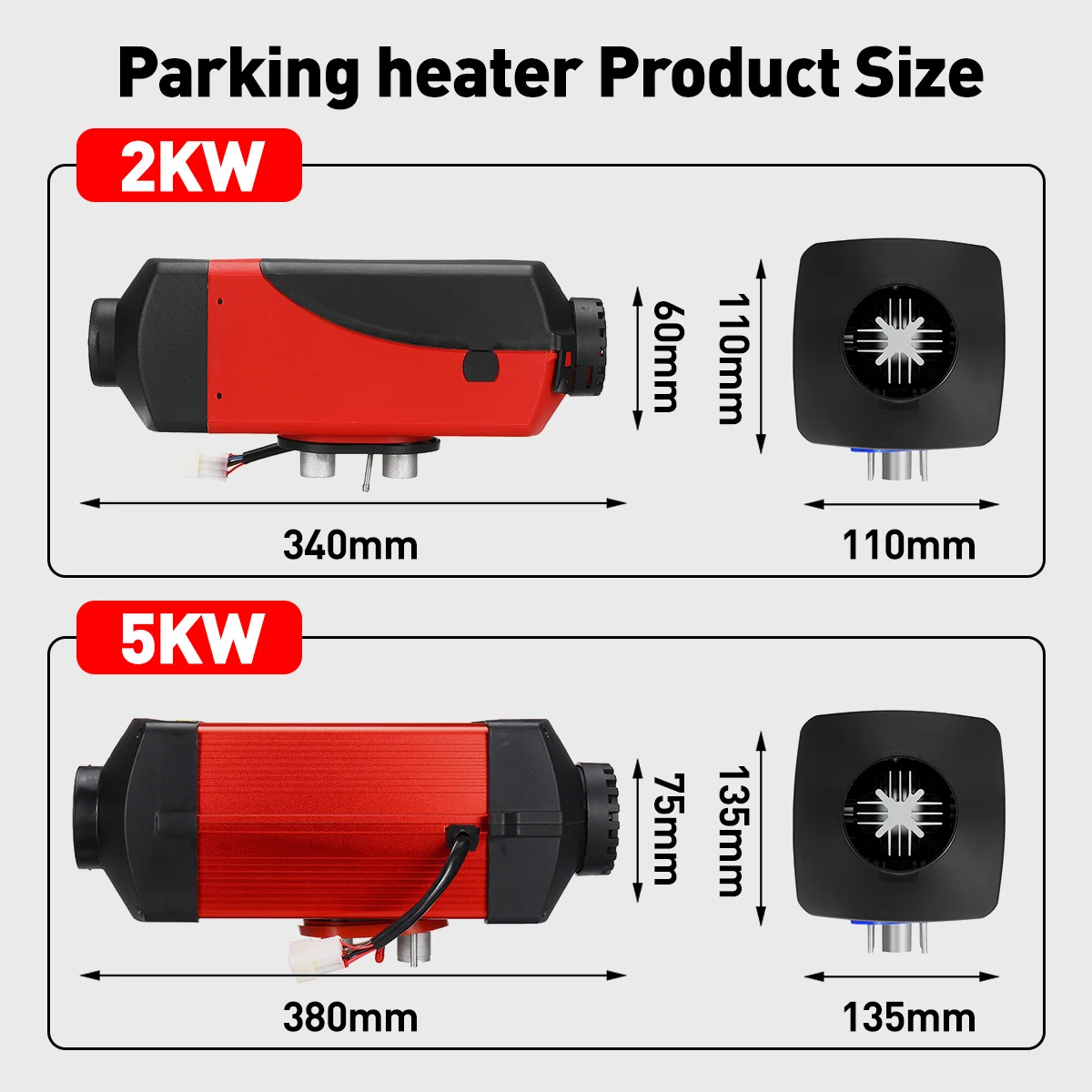 $106.60 Hcalory Aluminum Alloy Car Heater 2KW / 5KW 12V One Hole Car Heater For Trucks Motor-Home Boat Bus LCD key Switch Silencer