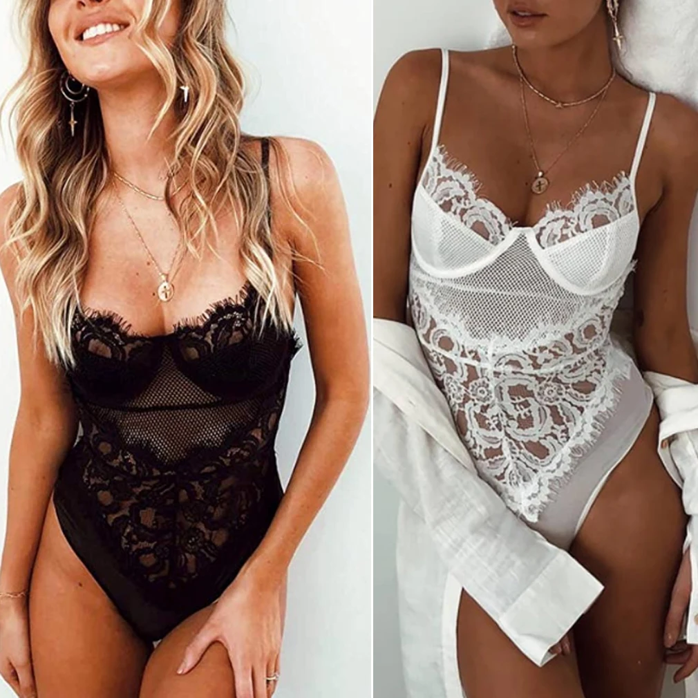 

Sexy Women Lace Strap Bodysuits Sleeveless Slim Sling Sunsuits Lace Flowers Ladies Backless Skinny Bodysuits arrival Tops