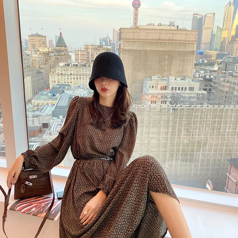 Женское винтажное платье с цветочным принтом MISHOW облегающее длинное круглым