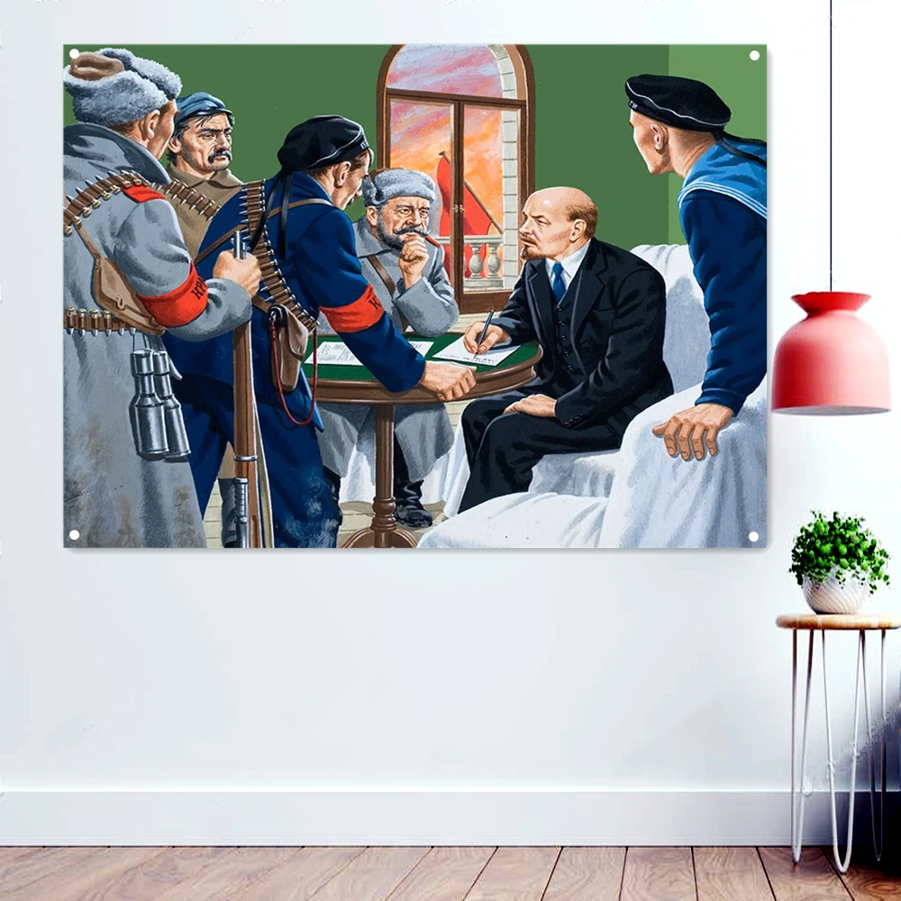 Постер революции российского лидера октября Ленин декоративные баннеры большой