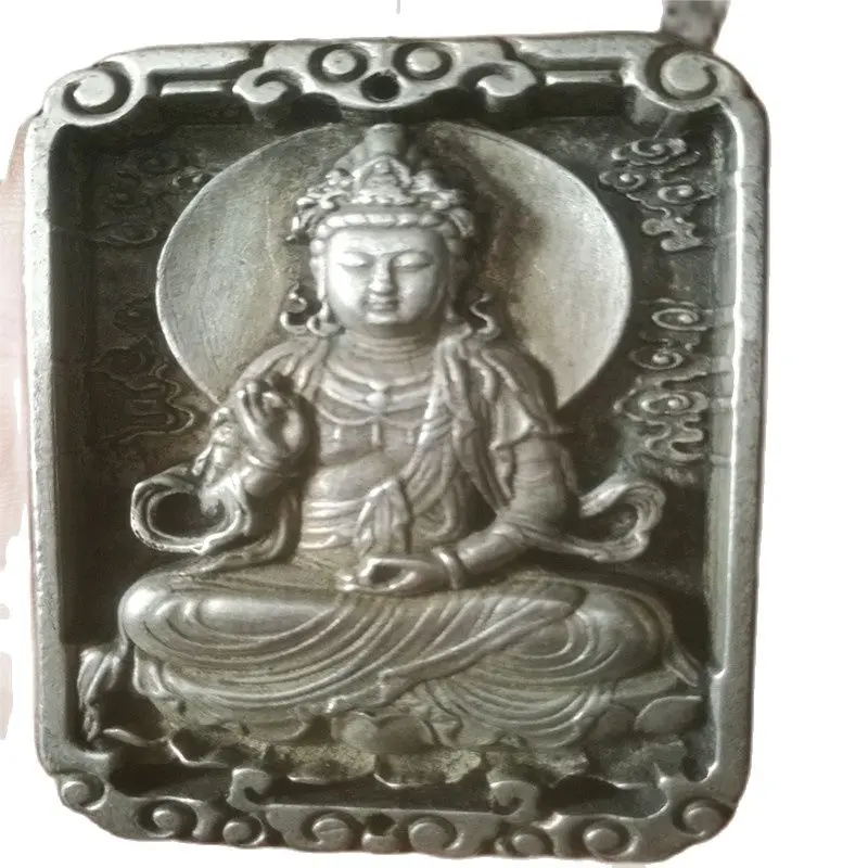 Китай (материк) Старая тибетская Серебряная резная Писания подвеска амулет