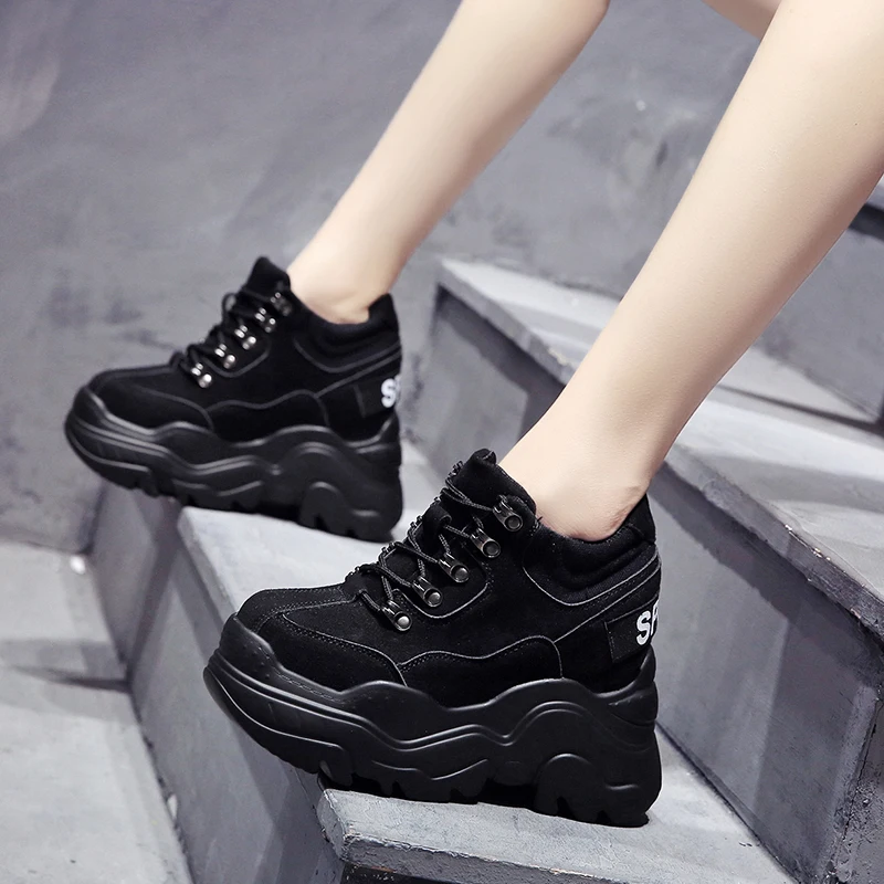 Женские кроссовки на высокой платформе Повседневные Дышащие увеличивающие рост