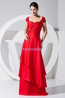 free shipping hot seller new design cap sleeve sweetheart red long custom 2015 vestido de festa prom gown women evening dress