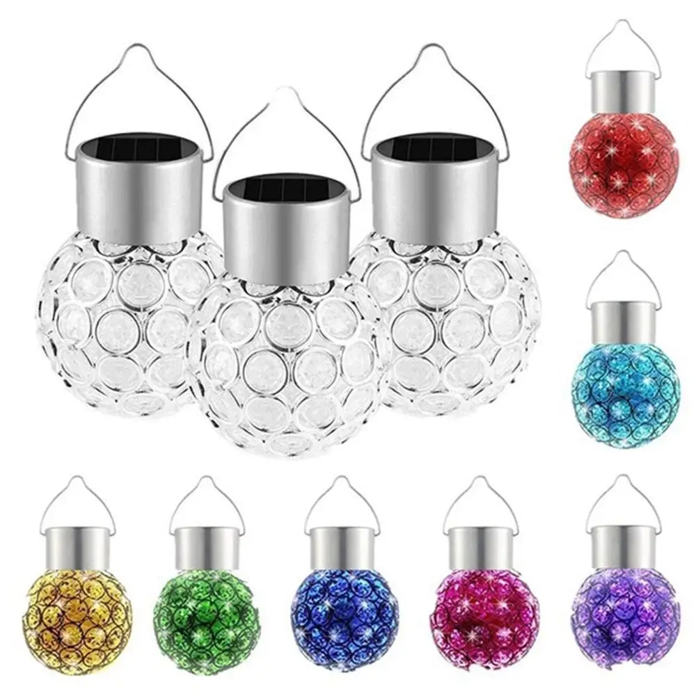 Светодиодный светильник с полым стеклянным шаром на солнечной батарее 7 цветов