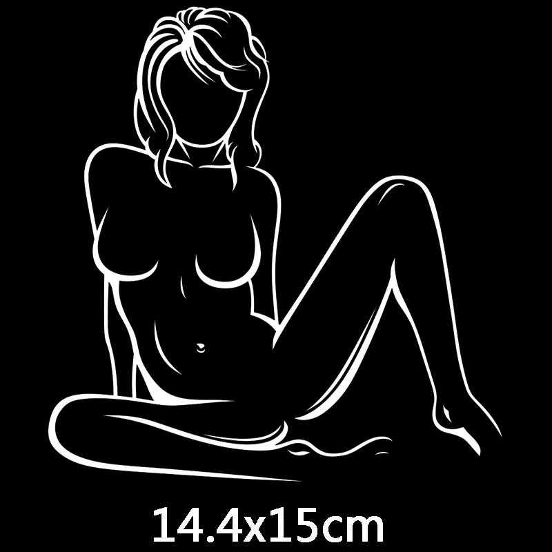 

14.4x15cm girl funny car sticker Long hair sexy sitting and decals