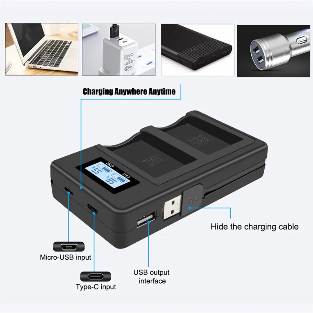 Full decoding EN-EL14 battery charger for Nikon D3200 D5100 non-original SLR camera charger set LCD digital display charger 5V