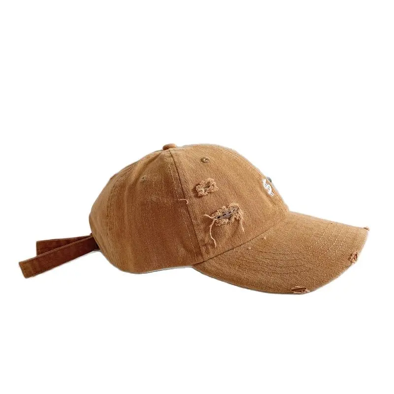 

Summer ripped S letter baseball caps Women men casual 100% cotton Cruved visor Hip hop snapback hats gorros