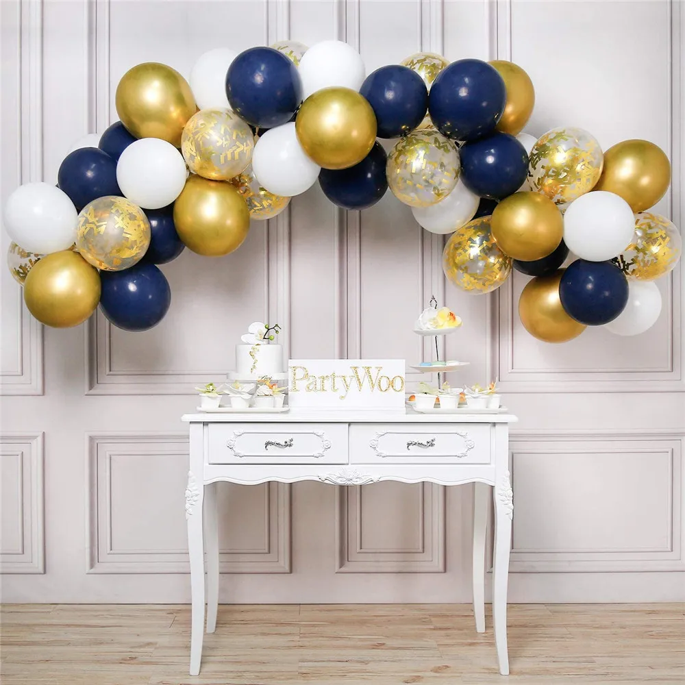 61 шт Синий Золотой конфетти кожа бордовые воздушные шары гирлянды арочный