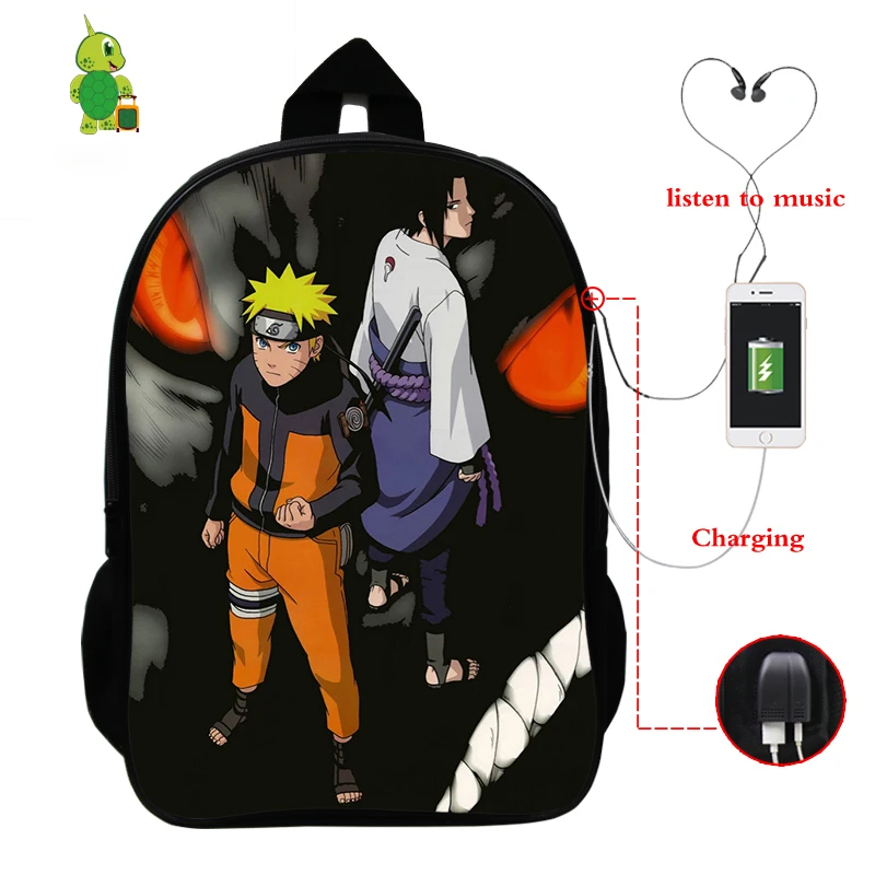 6 Наруто рюкзак USB зарядка школьные сумки для подростков мальчиков девочек сасуке Шаринган Косплей рюкзак ноутбук рюкзак дорожные сумки - Цвет: 6