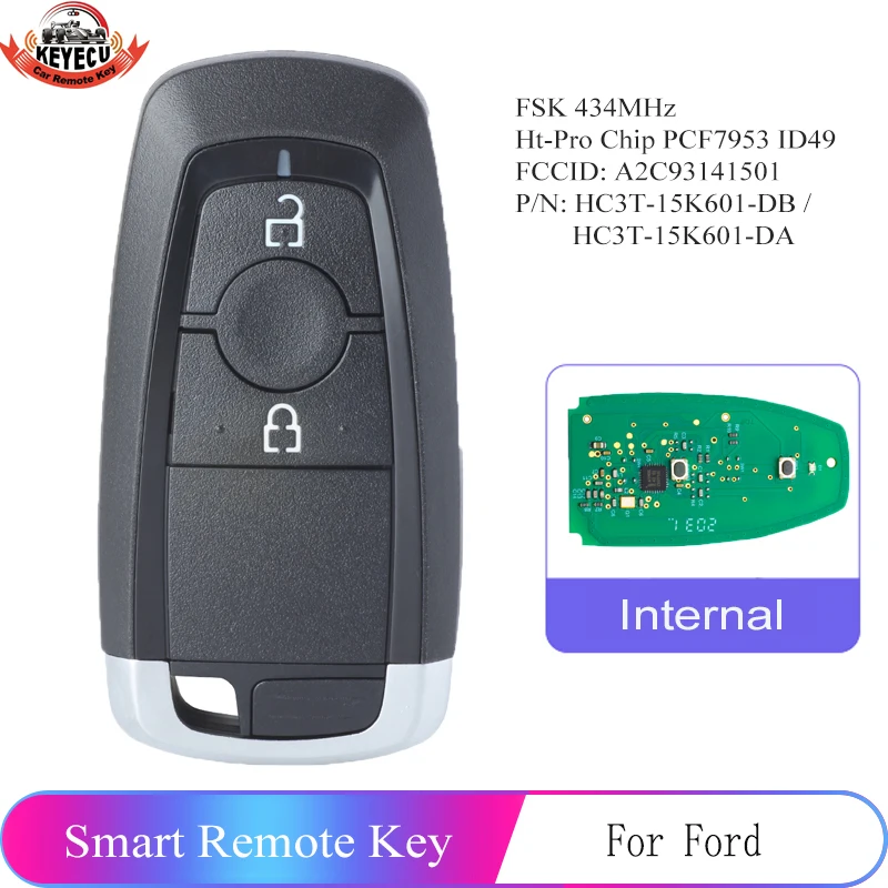 KEYECU дистанционный смарт ключ брелок 434 МГц для Ford Mondeo Explorer 20172018 2019 2020 FCCID: A2C93141501 P/N: