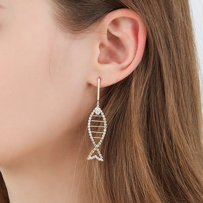 

New Long Tassel Earrings for Women Fashion Korean Geometry Animal Fish Gold Drop Dangle Earrings Female 2021 Asymmetric Jewelry