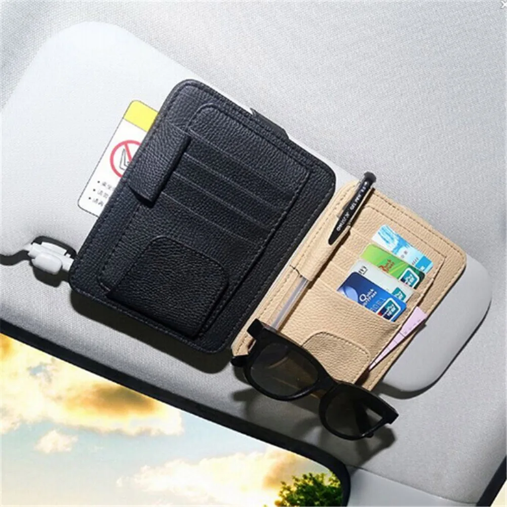 

Car Sun Visor Storage Bag Multifunctional Pen Card Holder Glasses Frame Storage Finishing Car Modeling Interior Supplies