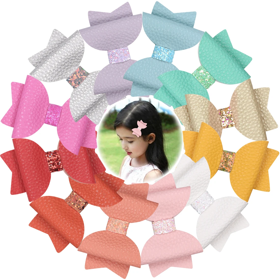 12 шт./компл. милые детские заколки пряжки для девочек с бантом из искусственной