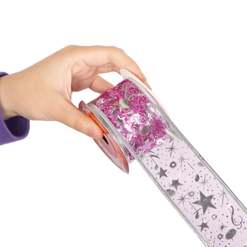 9 м горячее тиснение музыкальные ноты Рождественская лента с пятиконечной