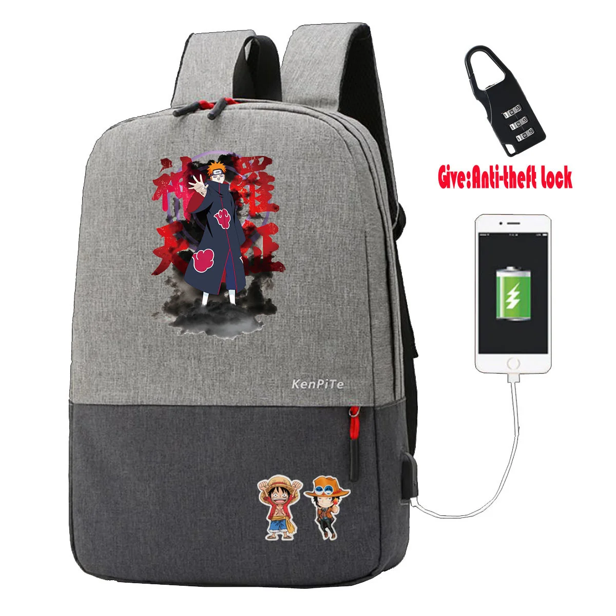 

anime Haikyuu Karasuno Anti-theft USB Charging Backpack Men Women Laptop Travel Shoulder Bag Work Casual Bags student bookbag