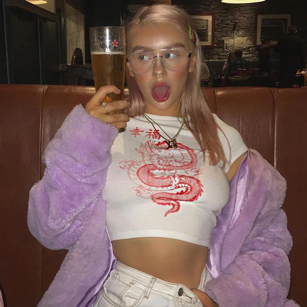 Женская Повседневная футболка harajuku белая с короткими рукавами и круглым вырезом