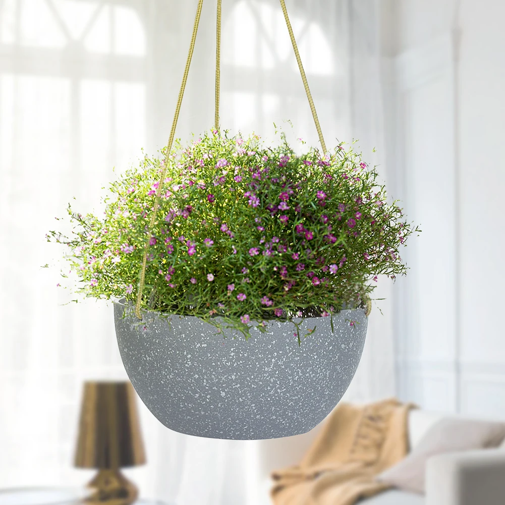 

2 Pack Garden Plant Hanger Hanging Planter Basket Flower Pot With Nylon Rope Plastic Planter Basket House Garden Decor