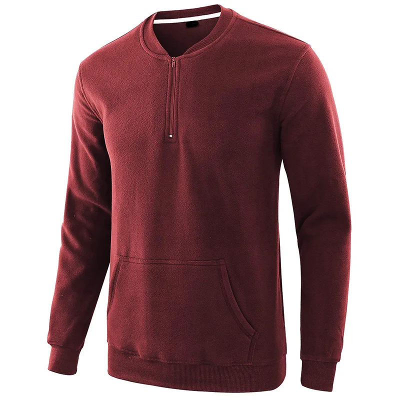

Men Pullover Sweater Zipper Thread Slim Fit Fall/winter Stand-up Collar Solid Color Pocket Casual Sports Baseball Uniform