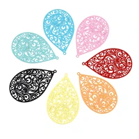 5 pcs iron alloy drop flowers filigree stamping pendants hollow filigree painted charms for diy earring jewelry making 55 x 34mm