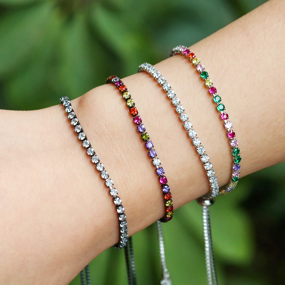 Теннисный браслет EYIKA инкрустация в виде когтей Белый/Разноцветный с фианитами